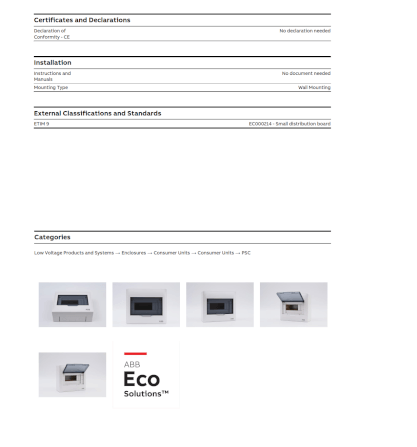 ตู้คอนซูมเมอร์ใส่เบรกเกอร์ 8 ช่อง ABB PSC108 Consumer Unit IEC IP40 Plastic Box & Cover_8